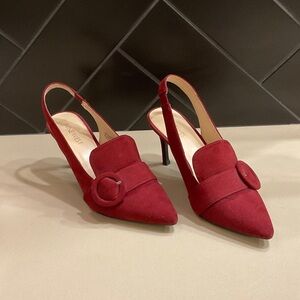 Nine West Burgundy Suede Heels with Buckle